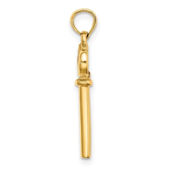 14k Yellow Gold Polished 3D Enameled Heart Key Charm